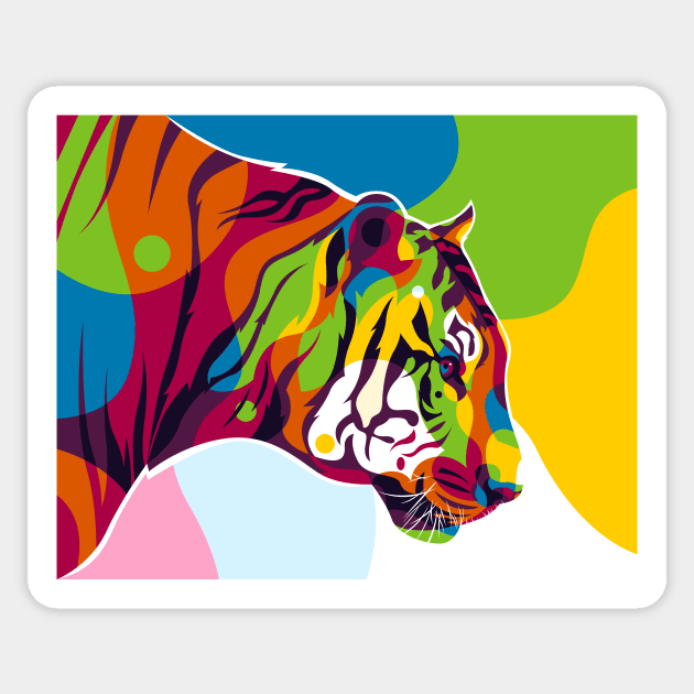 The Colorful King Tiger Inside Sticker by wpaprint